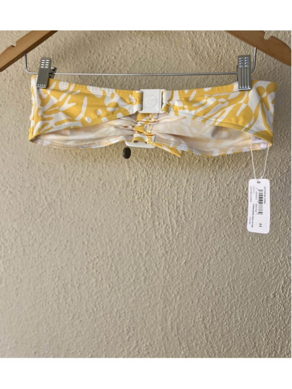 Eres Octopus Cora Strapless Bandeau Bikini Top Yellow White Print FR 44 US 12